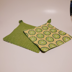 Yellow and Green Lime Print Pot Holders