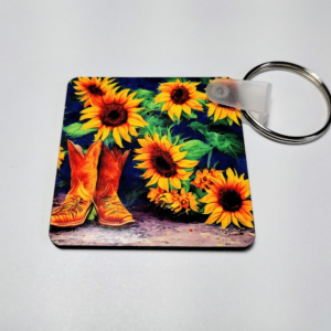 Western boots with sunflowers keychain