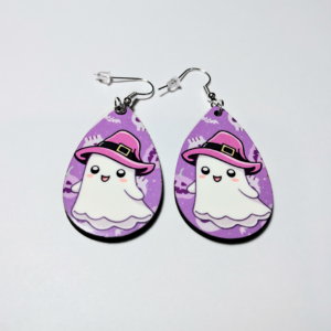 Purple Ghost Witch Earrings for Halloween