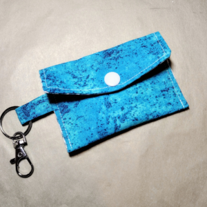 Blue business card wallet keychain