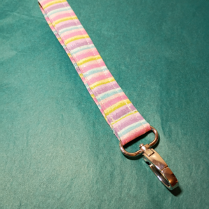 Pastel striped rainbow wristlet keychain