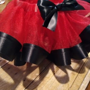 Red and Black Ribbon Trim Tutu